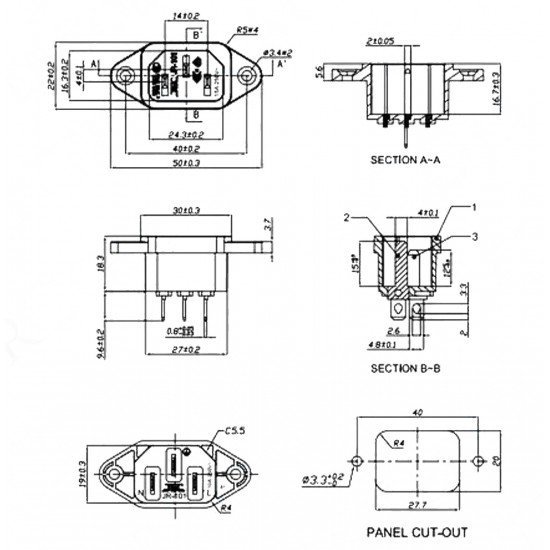 C14 Power Soket Erkek Kulaklı AS-05