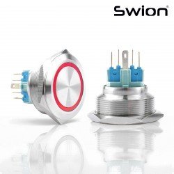 30MM METAL YAYLI BUTON 12-24V KIRMIZI LED
