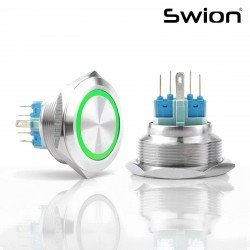 30MM METAL YAYLI BUTON 12-24V YEŞİL LED