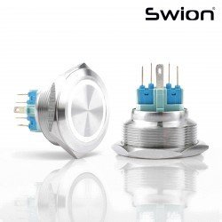 30MM METAL YAYLI BUTON 12-24V BEYAZ LED