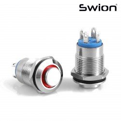 D12-R | 12MM METAL YAYLI BUTON 12-24V KIRMIZI LED