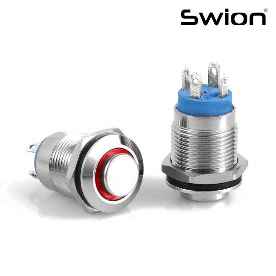 D12A-R | 12MM METAL KALICILI BUTON 12-24V KIRMIZI LED