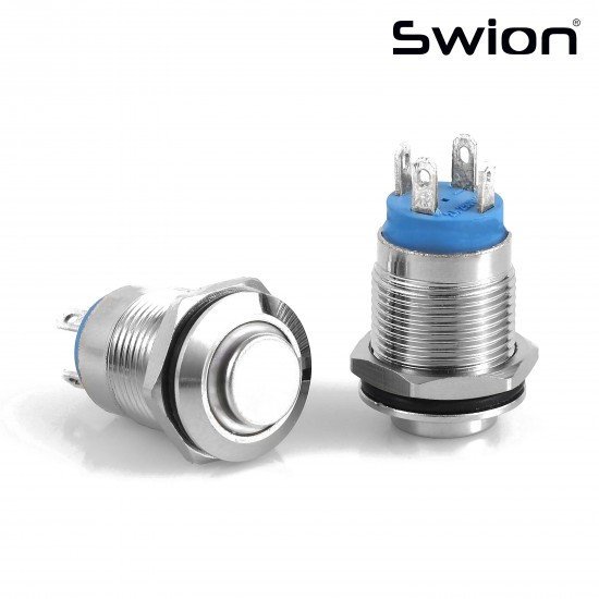 D12A-W | 12MM METAL KALICILI BUTON 12-24V BEYAZ LED