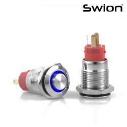 D21 | 16MM METAL KALICILI BUTON 12-24V MAVİ LED