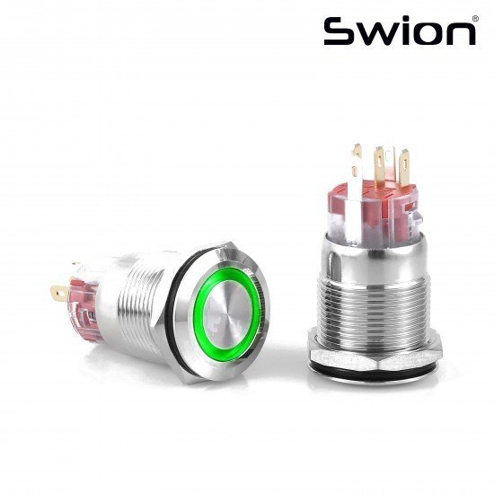 D3 | 19MM METAL KALICILI BUTON 12-24V YEŞİL LED