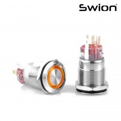 D48 | 19MM METAL KALICILI BUTON 12-24V TURUNCU LED