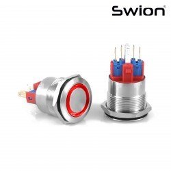 D69 | 22MM METAL YAYLI BUTON 12-24V KIRMIZI LED