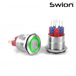 D70 | 22MM METAL YAYLI BUTON 12-24V YEŞİL LED