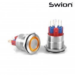 D75 | 22MM METAL YAYLI BUTON 12-24V TURUNCU LED