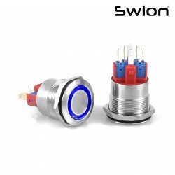 D74 | 22MM METAL KALICILI BUTON 12-24V MAVİ LED