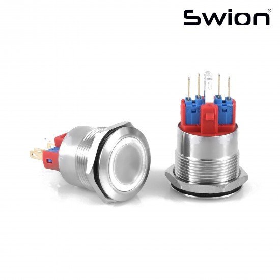 D88 | 22MM METAL KALICILI BUTON 12-24V BEYAZ LED