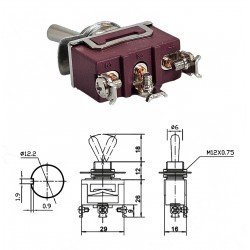 SWION Toggle Switch 15AMP 3P ON-OFF-ON Ø12mm XT13-B