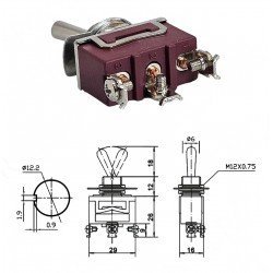SWION Toggle Switch 3P MOM-OFF-MOM Ø12mm XT-13BF
