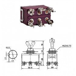 SWION Toggle Switch 15AMP 6P ON-OFF Ø12mm XT-22B