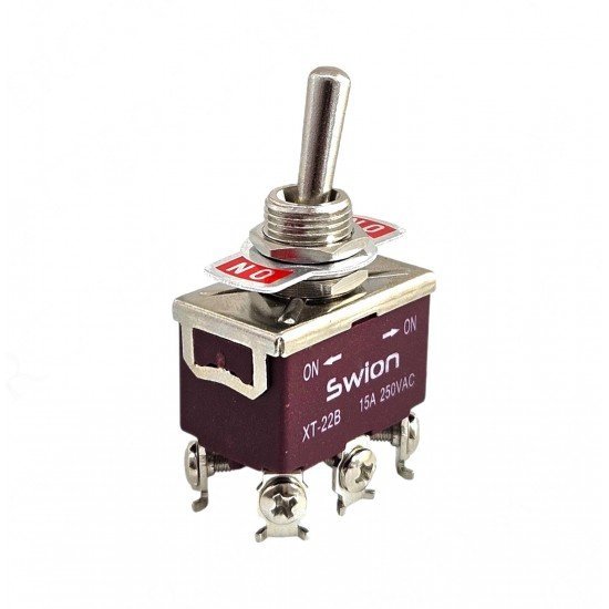 SWION Toggle Switch 15AMP 6P ON-OFF Ø12mm XT-22B