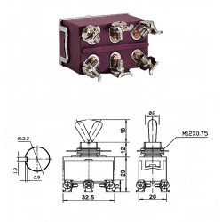 SWION Toggle Switch 15AMP 6P MOM-OFF-MOM Ø12mm XT-23BF